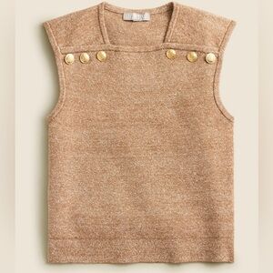 NWT J.Crew sweater shell with buttons merino linen blend gold tan camel XS